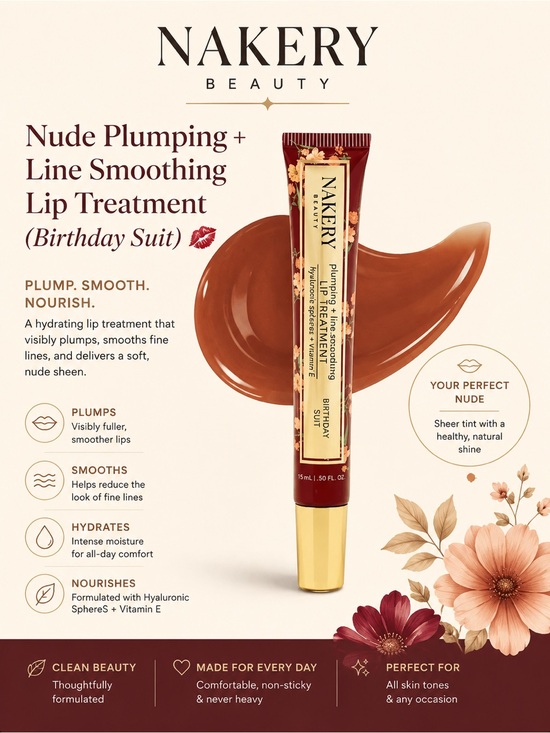 Nakery Beauty Other - 💋 Nakery Beauty Nude Plumping + Line Smoothing Lip Treatment (Birthday Suit) 💋